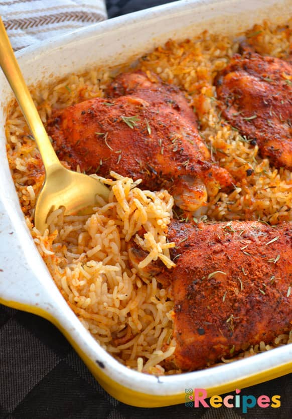 Oven baked chicken and rice