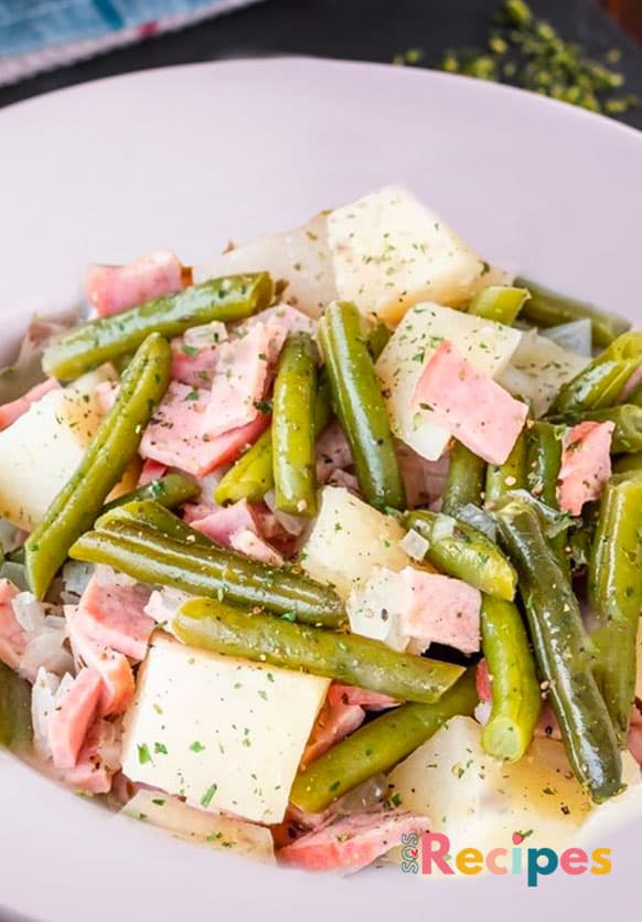 Green Beans with Potatoes and Ham - Sos Recipes