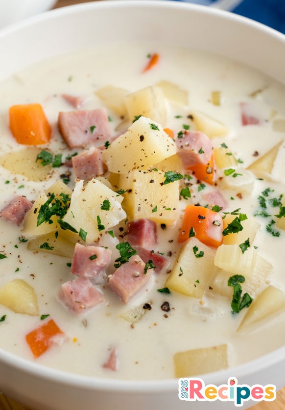 Slow Cooker Ham And Potato Soup Recipe Sos Recipes